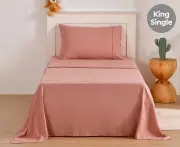 Daniel Brighton Kids Micro Luxe King Single Bed Sheet Set - Pink Clay