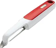 Zyliss Vegetable Peeler | Smooth Glide Swivel Potato Peeler with De-Eyeing Cutting Tip | Comfortable Ergonomic Handle | Stainless Steel Sharp Blade | 2.5 x 9.5 x 26 cm | White/Red