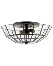JONATHAN Y Theo 15in 2-Light Farmhouse Rustic Iron/Glass LED Semi Flush Mount