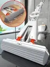 Squeezed Self Draining Rubber Cotton Mop Hand Free Magic Self-cleaning Flat Mop