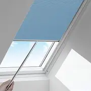 Manual Cellular Shades Cordless Honeycomb Blinds Full Blackout Fabric Window Shades for Skylight（Light Blue） W(70~80) cm×H(100~120) cm