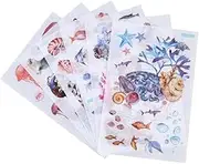 BEBEMOKO DIY Washi Scrapbooking Stickers Sets Ocean Animal Stickers Kit for Photo Album Decorations