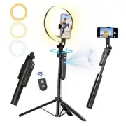70.9" Auto Face Tracking Tripod 360° Rotation with 10" Ring White,Warm,Daylight