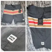 Brixton Barge Stripe Board Shorts Men’s Size 31 Surf Swim Trunks Gray STRETCH