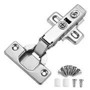 2PCS Frameless Cabinet Hinges Soft Close Clip on Plate 2 Pieces Full Overlay
