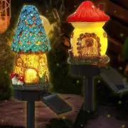 New Creative Solar Resin Mushroom House Light Waterproof Small Garden Lawn Use