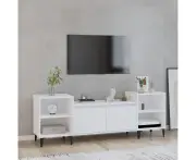 Chic White TV Stand Media Storage Cabinet Spacious Organizer Engineered Wood