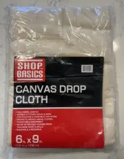 Canvas Drop Cloth, 6' x 9' 90% Cotton Shop Basics Full Panel Double Stitched