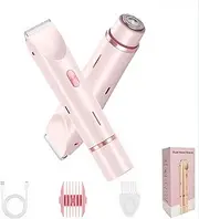 QuokkaChic Shaver for Women 2 in 1 Electric Lady Shaver,Rechargeable Double Headed Hair Remover,IPX7 Waterproof Wet & Dry Electric Razors,for Bikini Underarms Legs Arms Body Face (Pink)