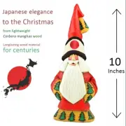 Handmade Wooden Santa Figurine Unique Christmas Decor with Japan Inspired design