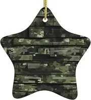 2024 Ornaments for Christmas Tree Ceramics Hanging Ornament for Xmas Holiday Party Decorations,Digital Camo