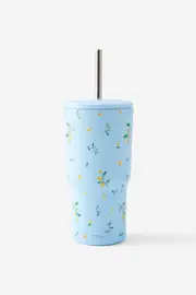 [Typo] Typo - The Traveller Metal Smoothie Cup - Ditsy lemons arctic blue SOLID DITSY LEMONS ARCTIC BLUE