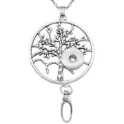 Silver Tree Snap Necklace Pendant with Clip for badge holder id badge