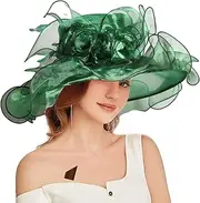 [F FADVES] Women Oganza Sun Hat Church Wide Brim Wedding Formal Fascinator Hat