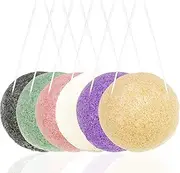 findTop 6 Pack Natural Konjac Facial Sponges, 6 Colors Konjac Exfoliating Facial Sponge Set for Gentle Face Cleansing and Exfoliation- Charcoal, Turmeric, French Green, White Pink & Purple