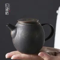 在飛比找ETMall東森購物網優惠-舊望格鎏金鐵銹釉復古陶瓷茶壺