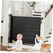 Retractable Baby Gates for Stairs, Retractable Dog 34" Tall x 54" Wide A-black
