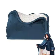 [Generic] Blanket Poncho,Soft Fleece Hooded Throw Shawl - Lightweight Poncho Blanket, Adults Snuggy Blanket for Indoor and Outdoor, Sofa, Bed, Couch