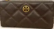 Tory Burch Willa Slim Envelope Leather Wallet in Volcanic Stone 89490 NWTNEW