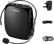Zoweetek 10W Voice Amplifier Rechargeable 1800mAh, Portable Waistband Wired Headset Microphone Amplifier for Teacher, Coach Training, Presentation, Tour Guide, Custumes, Promoters and More