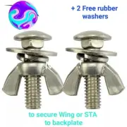 2 x Stainless Steel Bolts Back Plate Techincal Scuba Diving Wing Nut