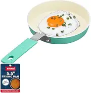 Bakken- Swiss 2-Piece Mini Pan Set – 5.5’’ Non-Stick Egg Pan with Kitchen Spatula, Cool-Touch Handles, Heat-Resistant Up to 400° F, Food-Grade Safe, for Gas, Electric and Ceramic Cooktops, Aqua