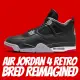 【NIKE 耐吉】休閒鞋 AIR JORDAN 4 RETRO BRED REIMAGINED 黑紅 男鞋 FV5029-006