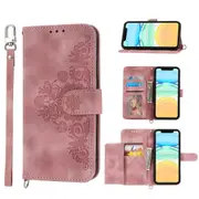 For iPhone 13 Mini Case, Leather Wallet Flip Case With Strap - Red
