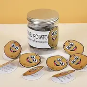 Affrolling 80 Pcs Positive Potato Cards in Jar Potato Affirmation Cards with Plastic Memory Jar Emotional Support Gifts Back to School Gifts Inspirational Mental Health Presents for Daily Affirmation