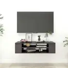 High Gloss Grey Hanging TV Cabinet 100cm Engineered Wood Storage Unit
