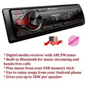 Car Stereo Bluetooth Single Din Digital Media Receiver Pioneer 50W per speaker