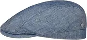 [LIERYS] Lecoma Linen Flat Cap - Plain Hat - Peaked Cap Made of 100% Linen - Men - Spring/Summer - Made in The EU, Mottled Blue, X-Large