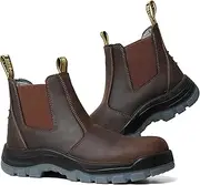 [Montwell] Men's Slip On Work boots for Men, Soft/Composite Toe Slip Resistant Waterproof Puncture-proof Mens Work Boots