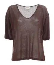 P.A.R.O.S.H. V-Neck Short-Sleeve T-Shirt XS,M Brown