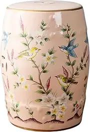 Ceramic Drum Table Decorative Garden stools, Pink Flower and Bird Ceramic Drum Stool, Garden Decoration Stool, Household Stool, Portable Table, Living Room Decoration,