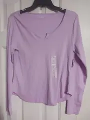 NWT Women's Old Navy Fitted Long Sleeve Rib Knit Tee Size L 12-14 Weeping Wister