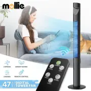 47"Oscillating Bladeless 3-Speeds Low Noise Tower Fan w/Remote & LED Thermometer
