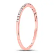 10kt Rose Gold Womens Round Diamond Timeless Stackable Band Ring 1/8 Cttw