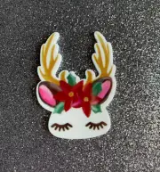 5pc Reindeer, Planar Flatback, Cabochon, Christmas Party, Bow Center, Unicorn
