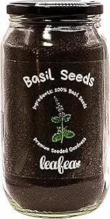 Leafea Premium Basil Seeds | Superfood Power for Weight Loss, Digestion & Hydration | Rich in Fiber, Omega-3 & Antioxidants | Natural Healthy Snack | Boosts Energy ⚡ & Immunity ️ | Vegan & Keto-Friendly (1000ml Glass Jar)