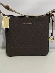 NWT Michael Kors Jet Set Travel NS Crossbody In Brown Monogram Leather