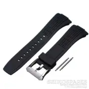 Seiko Watch Band Silver Buckle Velatura Kinetic SPC007 SRH013 Black Rubber Strap
