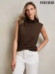 Reiss Chocolate Harper Wool Slouched Sleeveless Top (W25020) | $135