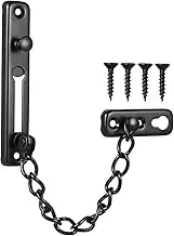 Uonlytech Sturdy Stainless Steel Door Chain Security Chain Lock for Front Door Modern Design Pre-drilled Holes Black