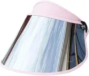[Healvian] Golf Visors for Women Tinted Sunscreen Wide Brim Hat Women's Sun Hat Reflective Lens Uv-Proof Sun Cap Comfortable Visor Cap Pink