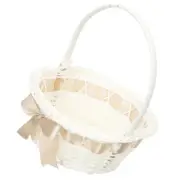 Woven Flower Basket with Handle Woven Flower Girl Basket Small Woven Basket