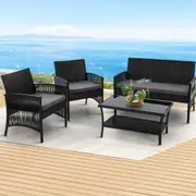 4 Piece Harp Outdoor Furniture Set Black