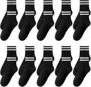 [GSHLLO] 10 Pairs Unisex Striped Ankle Socks Breathable Sport Crew Socks Soft Fashion Casual Socks Athletic Running Socks