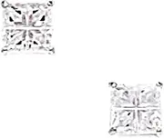 [JewelryWeb] 14k White Gold 5mm Square Segmented CZ Simulated Diamond Screw Back Earrings Stud Earring for Women