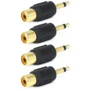 4x 3.5mm TS Mono Plug Male to RCA Jack Female Audio Adapter Gold Plated